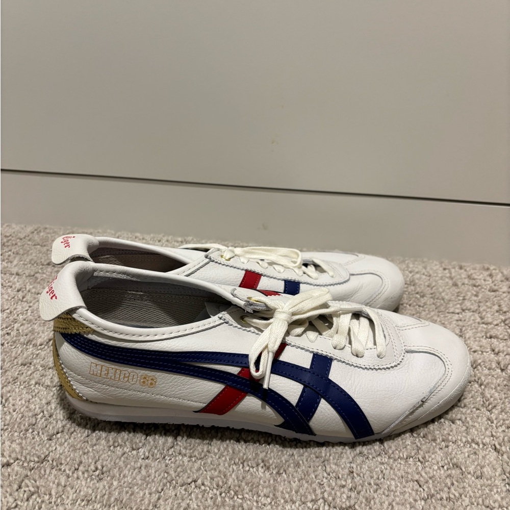 Onitsuka Tiger by Asics White and Blue Athletic Shoes